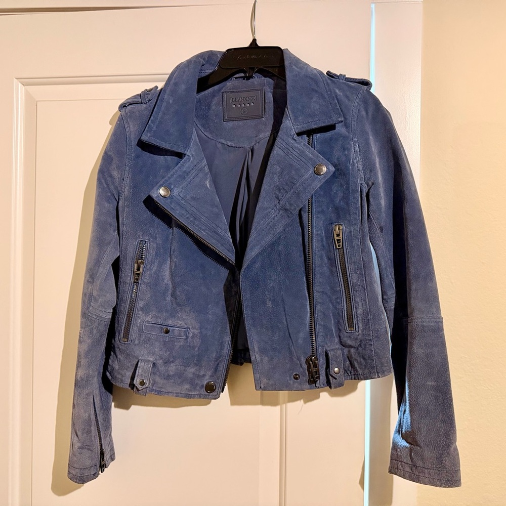 Blank NYC Blue Suede Moto Jacket